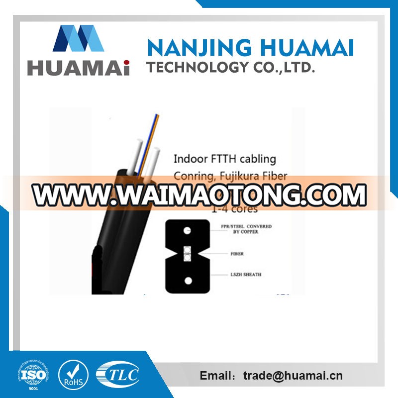 HM-1998-08 Huamai messenger ftth drop cable,ftth outdoor drop cable,2 core ftth drop cable